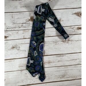 BRANDINI Designer Silk Tie Abstract Geometric Art‎ Nouveau Pattern Necktie